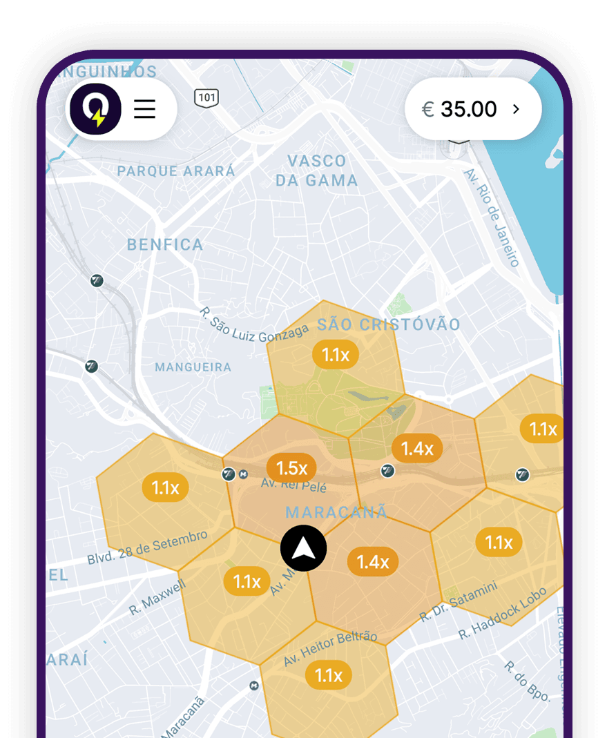 App do estafeta Qwik: mapa com zonas de preços dinâmicos e ganhos